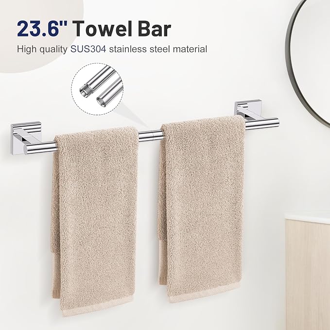 5-Piece Polish Chrome Bathroom Hardware Set, SUS304 Stainless Steel Bathroom - Image 2