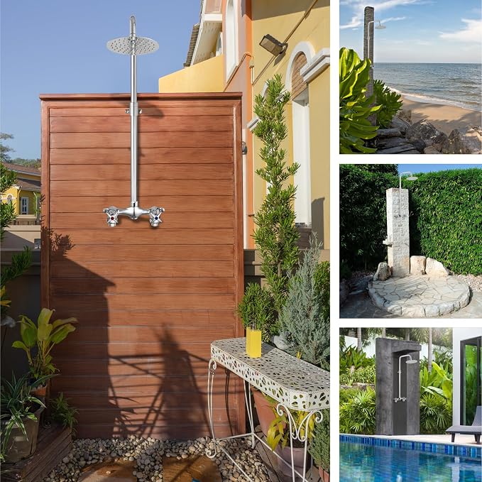 Aolemi Outdoor Shower Kit Outdoor Shower Fixtures Faucet System Double Handle - Image 4