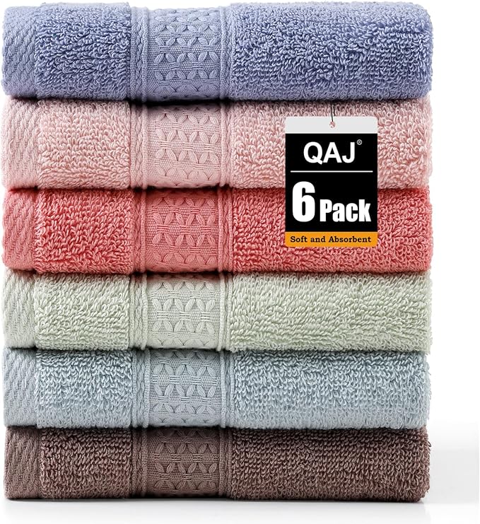 6 Pack 100% Cotton Washcloths Set, Highly Absorbent and Soft Feel Fingertip by Unknown