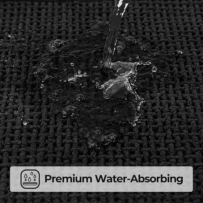 GRANNY SAYS Black Bathroom Rugs, Absorbent Bath Mats 32" x 20", Soft Chenille - Image 4