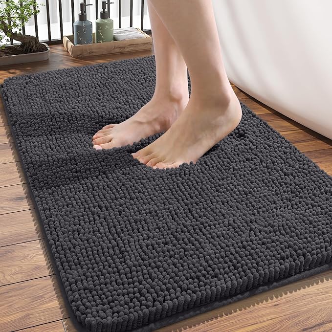 OLANLY Bathroom Rugs 34x21, Extra Soft Absorbent Chenille Bath Rugs, Rubber by OLANLY