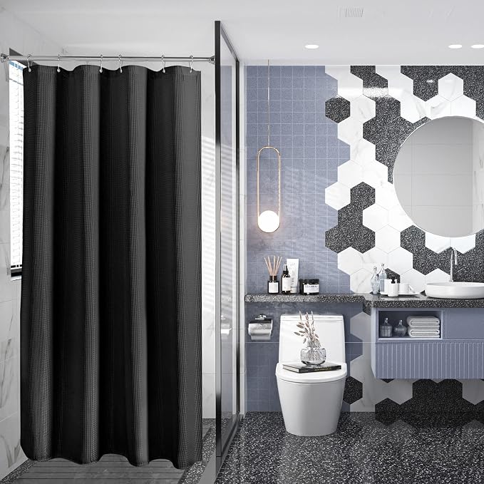 AmazerBath Waffle Shower Curtain, Stall Shower Curtain, Hotel Quality Bathroom - Image 2