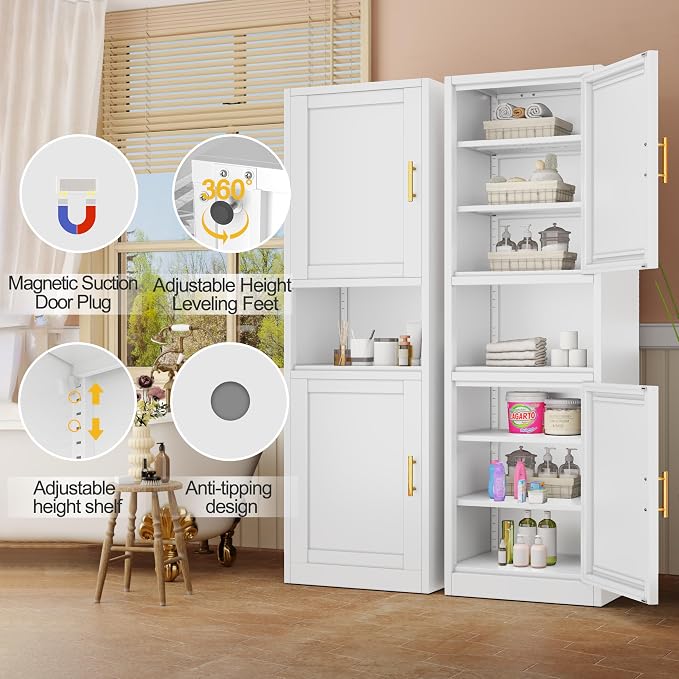 66.93" Tall Bathroom Storage Cabinet, Metal Storage Cabinet - Image 5
