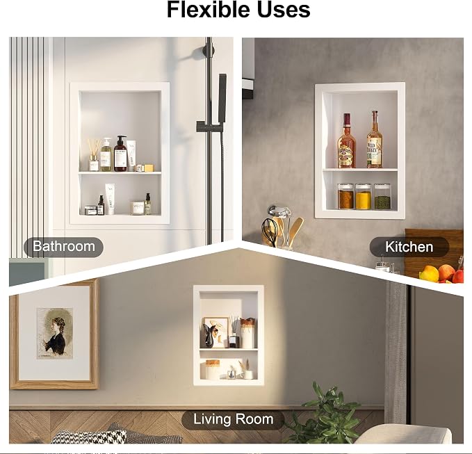 12x18 White Shower Niche for Shower Wall, Bathroom Medicine Cabinet Recessed - Image 6
