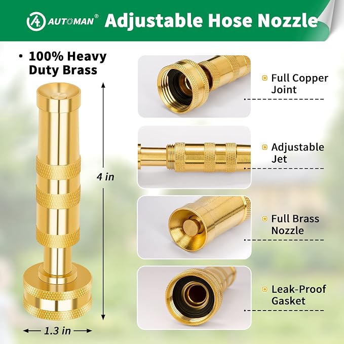 AUTOMAN Brass Hose Nozzle – High Pressure Jet Nozzles 3 Pack, Heavy Duty Sprayer - Image 2