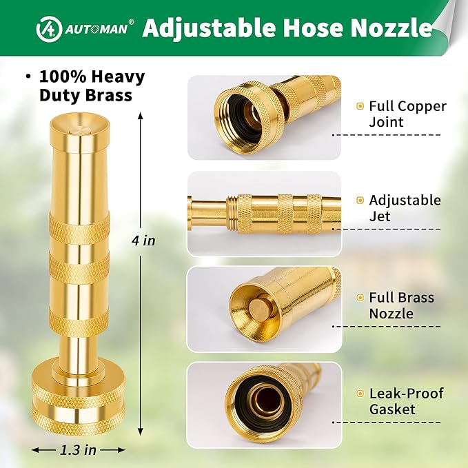 AUTOMAN Brass Hose Nozzle – High Pressure Jet Nozzles 2 Pack, Heavy Duty Sprayer - Image 2