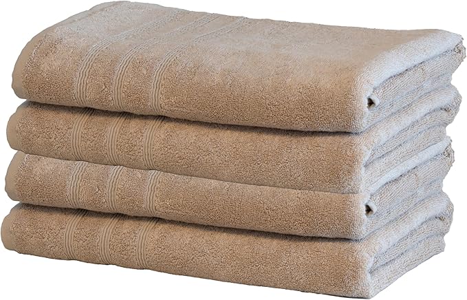 Mosobam Luxury Turkish Set of 4 Bath Towels 30X58 Light Taupe Oversize 700 GSM by Mosobam