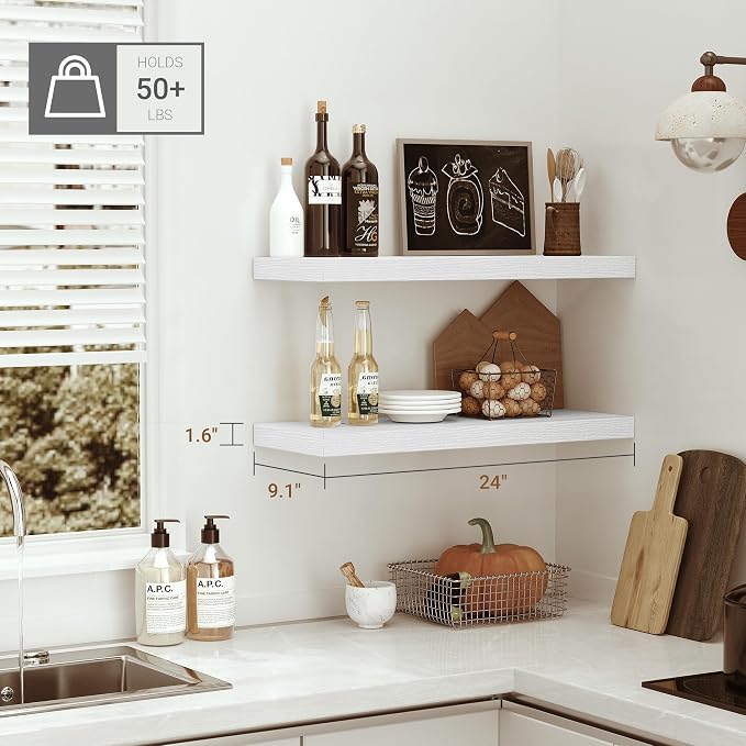 Vivelove Floating Shelves for Wall 24 inchs Long, 9.1” deep x 1.6” Wall Shelf - Image 2