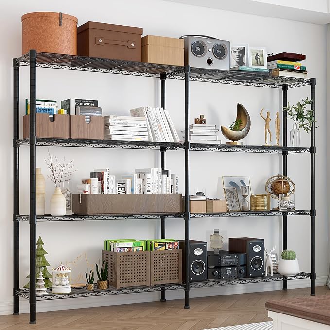4 Tier Storage Racks Shelving, Heavy Steel Pantry Shelves, Adjustable Wire - Image 3