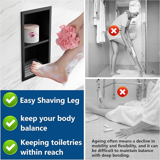 Shower Foot Rest for Shaving Legs, 304 Stainless Steel Footrest Niche - Image 4