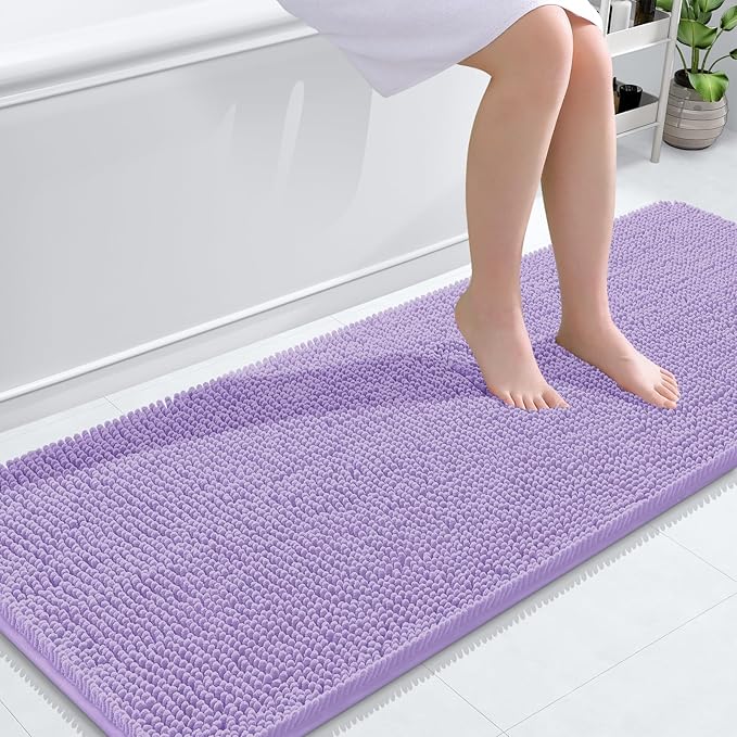 OLANLY Bathroom Rugs 59x24, Extra Soft Absorbent Chenille Bath Rugs, Rubber by OLANLY