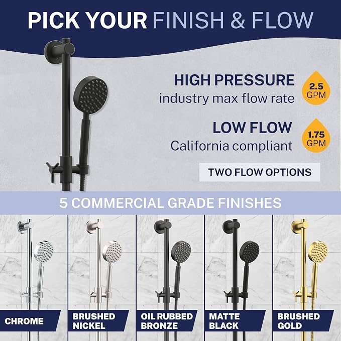 HammerHead Showers® SOLID METAL 27.5 Inch Shower Slide Bar Set and Handheld - Image 9
