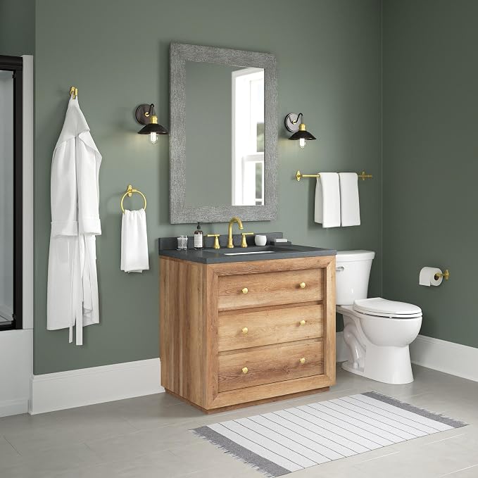 Franklin Brass Calloway 4-Piece Bathroom Set Satin Gold 18" + 6" Towel Rack - Image 8