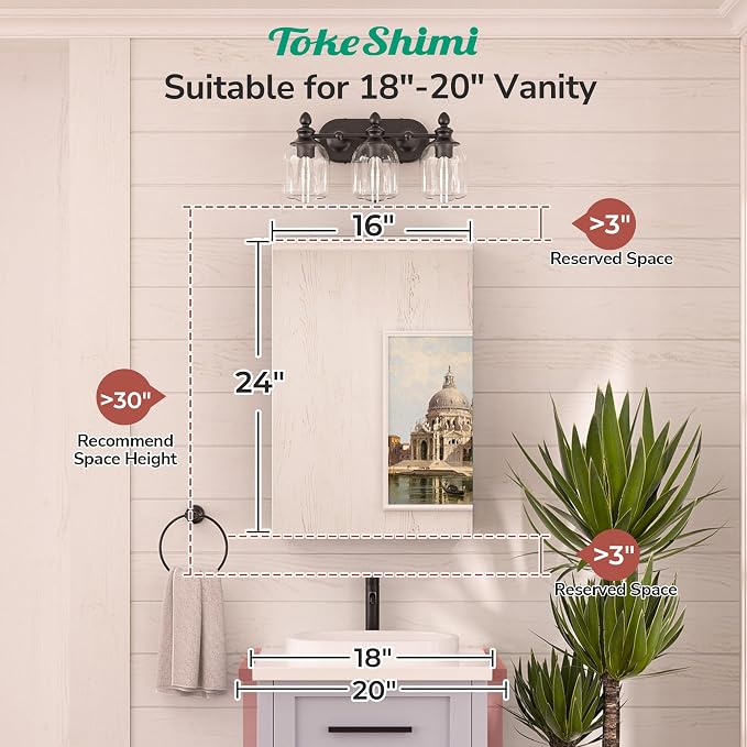 TokeShimi 16 x 24 Mirrored Medicine Cabinet Recessed or Surface Mount, Aluminum - Image 4
