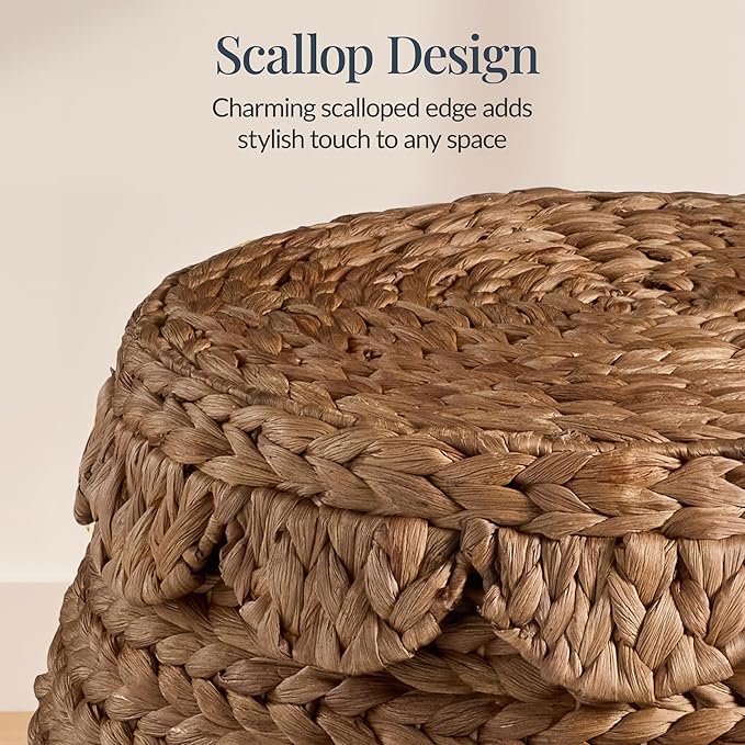 Best Choice Products Scalloped Multipurpose Hyacinth Storage Basket, Plant Décor - Image 4