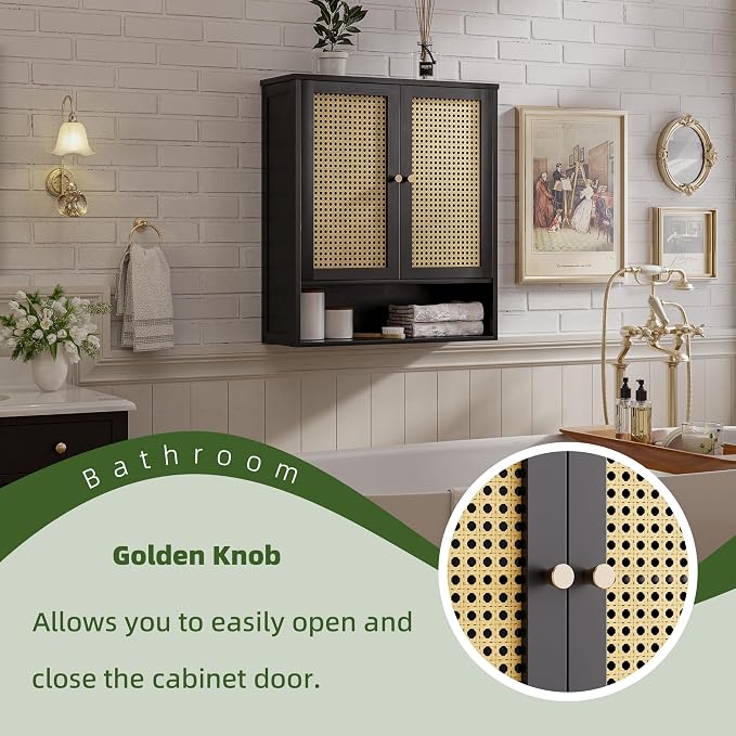 Bathroom Wall Cabinet, Bamboo Over-The-Toilet Storage Organizer - Image 5