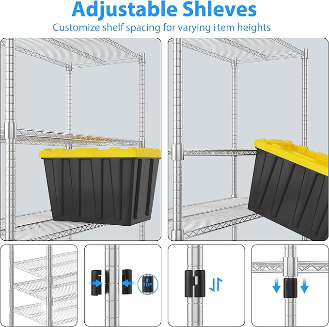 Homdox 5 Tier Heavy Duty Metal Shelves, Storage Racks and Shelving - Image 6