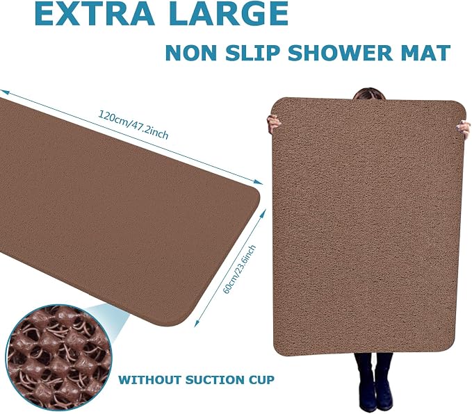 godehone Shower Mats Non Slip Without Suction Cups, PVC Loofah Bathroom Mats - Image 2