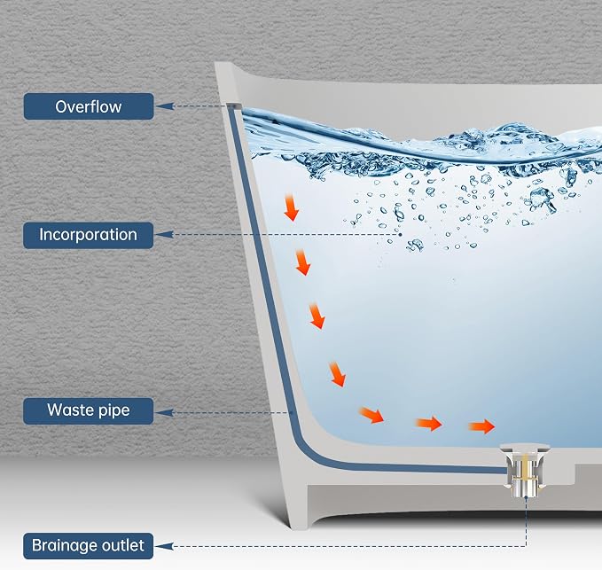 67'' Flatbottom Bathtub Solid Surface Freestanding Bathtub Matte Bathroom - Image 9