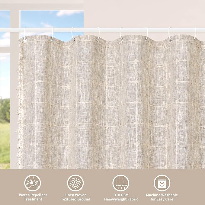 MitoVilla Boho Farmhouse Shower Curtain Set, Modern Boho Shower Curtains - Image 7