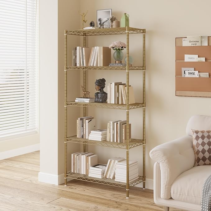5 Tier Storage Racks Shelving, Heavy Steel Pantry Shelves, Adjustable Wire by Unknown