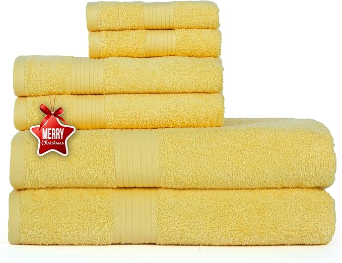 Ample Decor 100% Cotton 6 Piece Bathroom Towels Set, 2 Bath Towels, 2 Hand by AmpleDecor