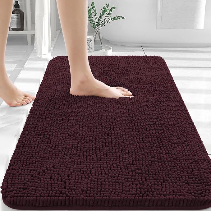 OLANLY Bathroom Rugs 36x24, Extra Soft Absorbent Chenille Bath Rugs, Rubber by OLANLY