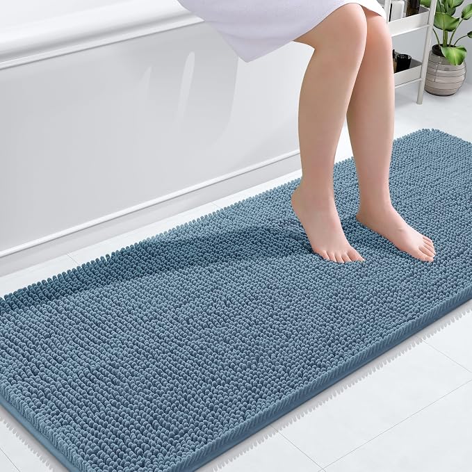 OLANLY Bathroom Rugs 59x24, Extra Soft Absorbent Chenille Bath Rugs, Rubber by OLANLY
