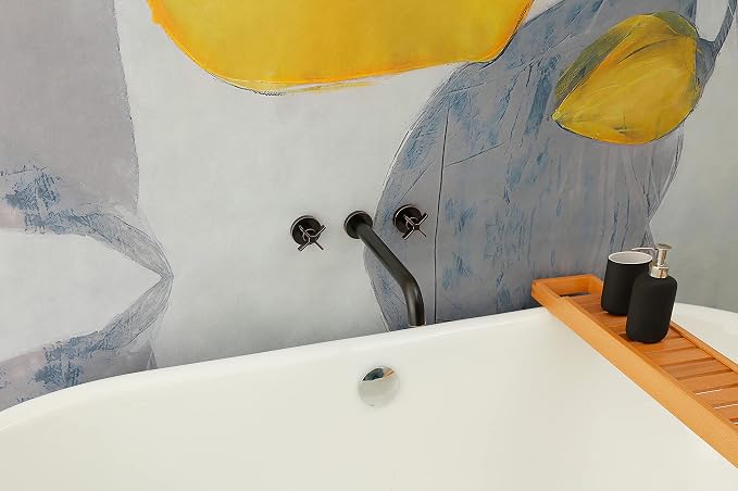 Wall Mount Tub Filler, Two Cross Handle Bathtub Faucet, Extra Long Spout Reach - Image 3