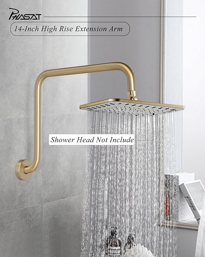 PHASAT S Shaped Shower Arm, High Rise Shower Arm - Image 2