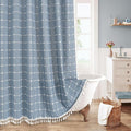 MitoVilla Blue Boho Shower Curtains by MitoVilla