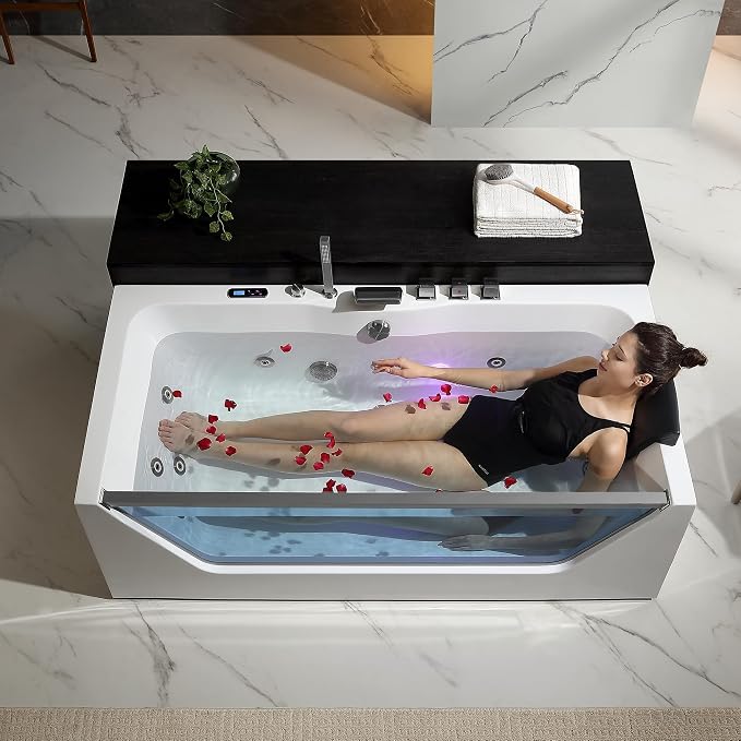 Empava Acrylic Whirlpool Bathtub, 71-Inch Jetted Bathtub - Image 8