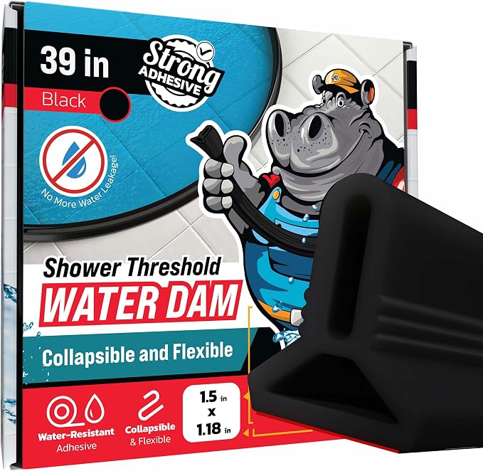 Shower Threshold Water Dam Barrier 39" by ExploreHippoDam