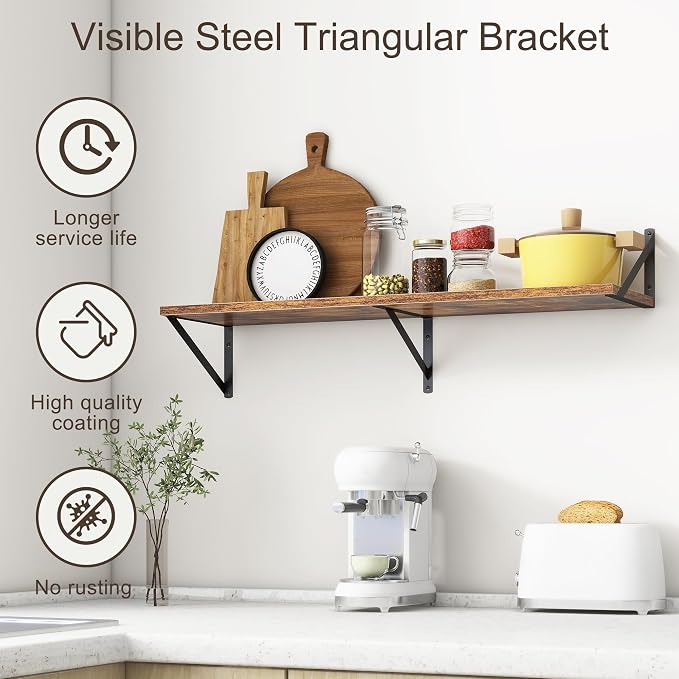 36"W x 10"D Floating Shelves, 10 Inch Deep Floating Shelves, Farmhouse Rustic - Image 5