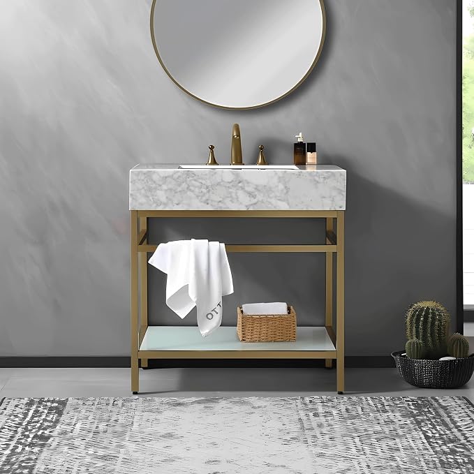 Gesipor Bathroom Carrara Marble Vanity - Image 5