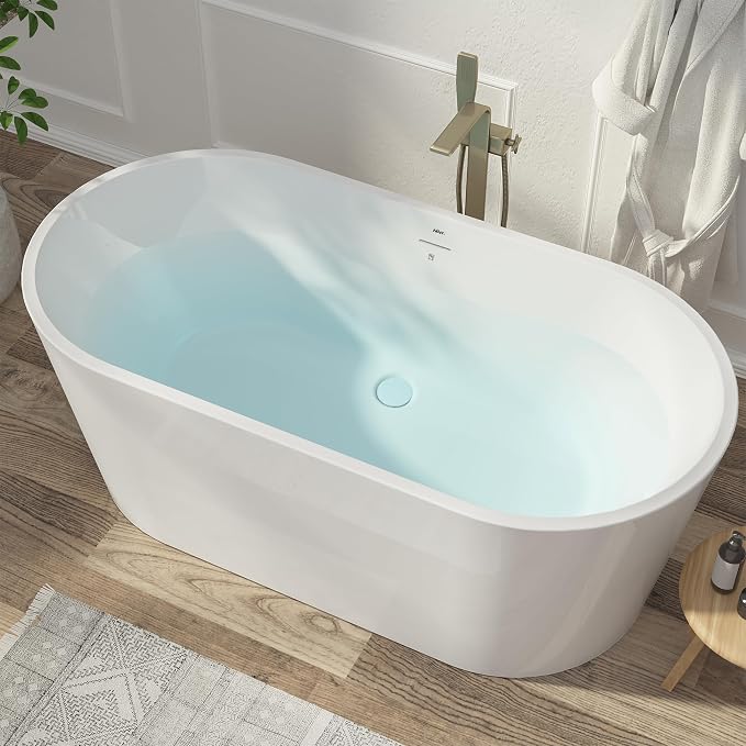 FerdY Shangri-La 59" Acrylic Freestanding Bathtub, Gracefully Shaped Soaking - Image 5