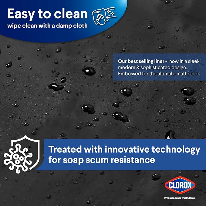 CLOROX Shower Curtain Liner, Premium Medium Weight Flexible Waterproof 6g PEVA - Image 3