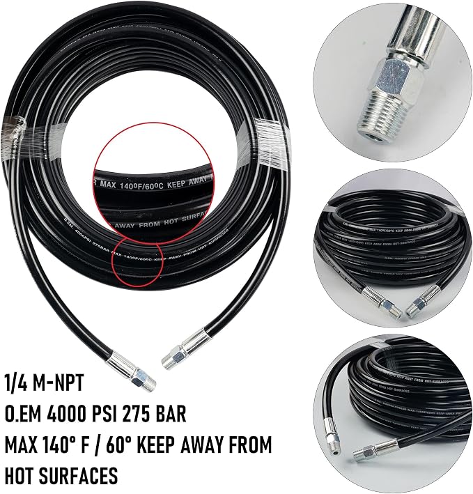 Hourleey Sewer Jetter Kit for Pressure Washer 200FT, Drain Cleaner Hose 1/4 - Image 2