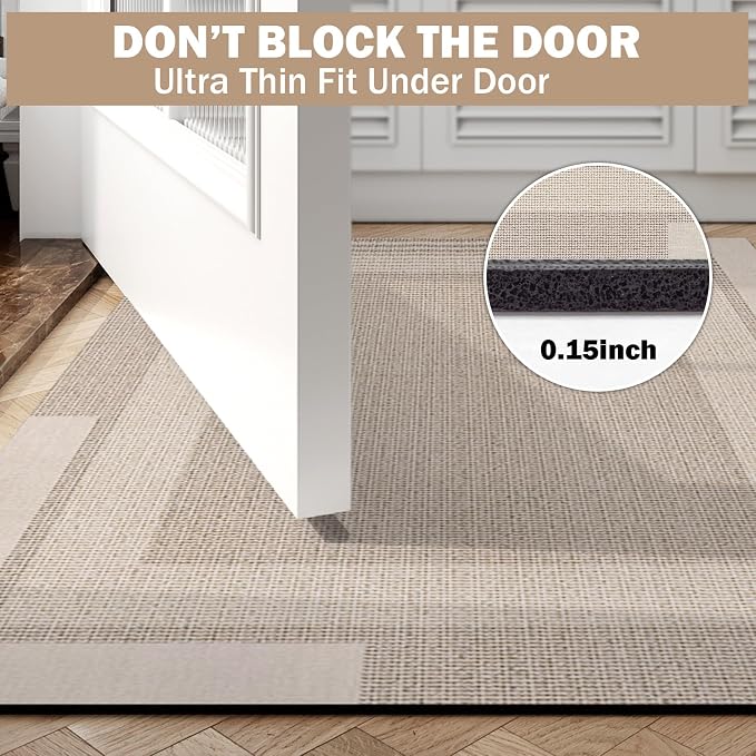 Non Slip Bath Mat, Rubber Backing Ultra Thin Bathroom Rugs Fit Under Door Quick - Image 3