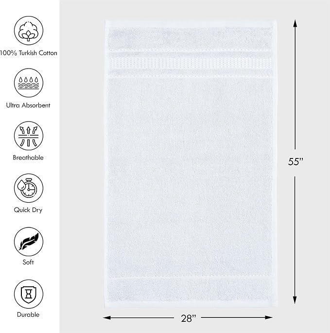 Melissa Linen, Bright White Bath Towels, 100% Turkish Cotton Bath Towels - Image 2