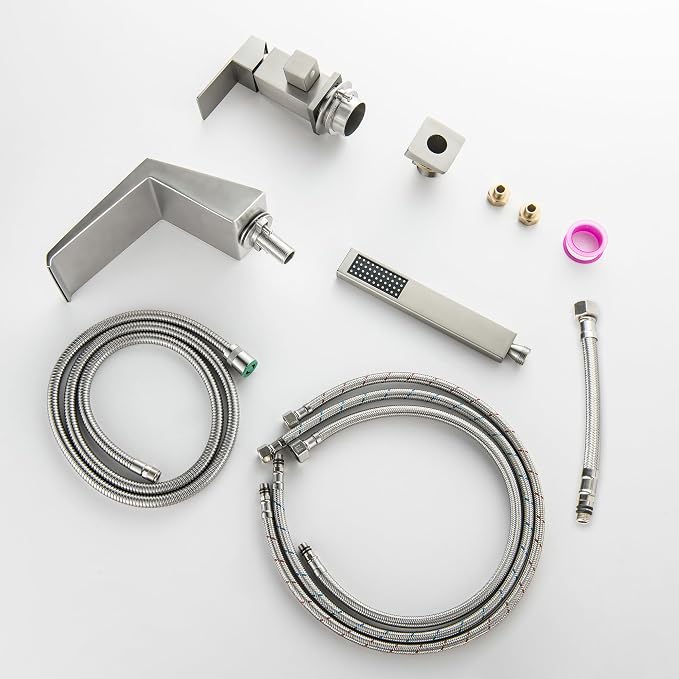 LIWEIKE Roman Tub Faucet with Sprayer Deck Mount Bathtub Faucet with Hand Shower - Image 9