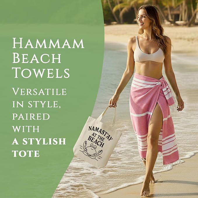 Turkish Cotton Beach Towel Pack of 6 & 1 Boho Tote Bag - Image 2