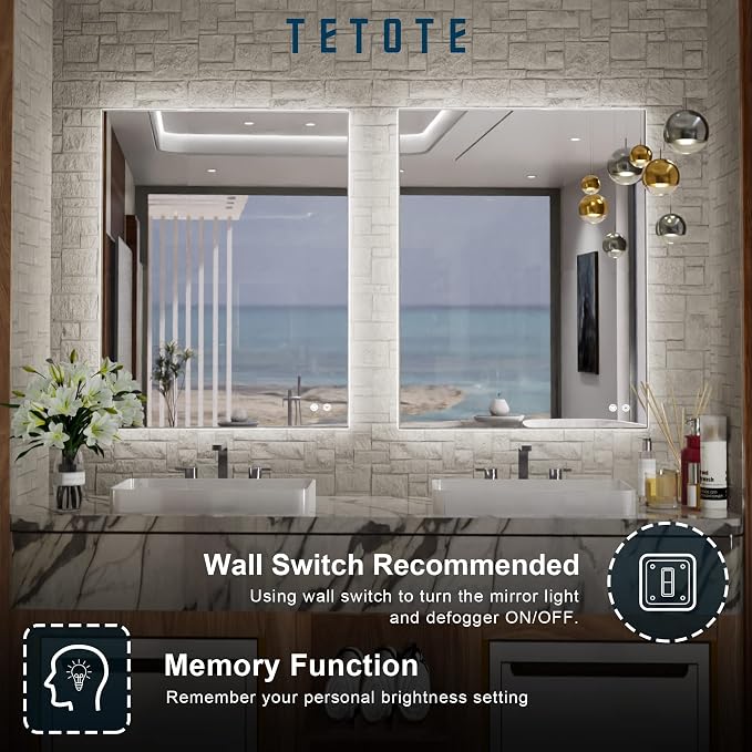 TETOTE 24x32 LED Backlit Mirror Bathroom - Image 5
