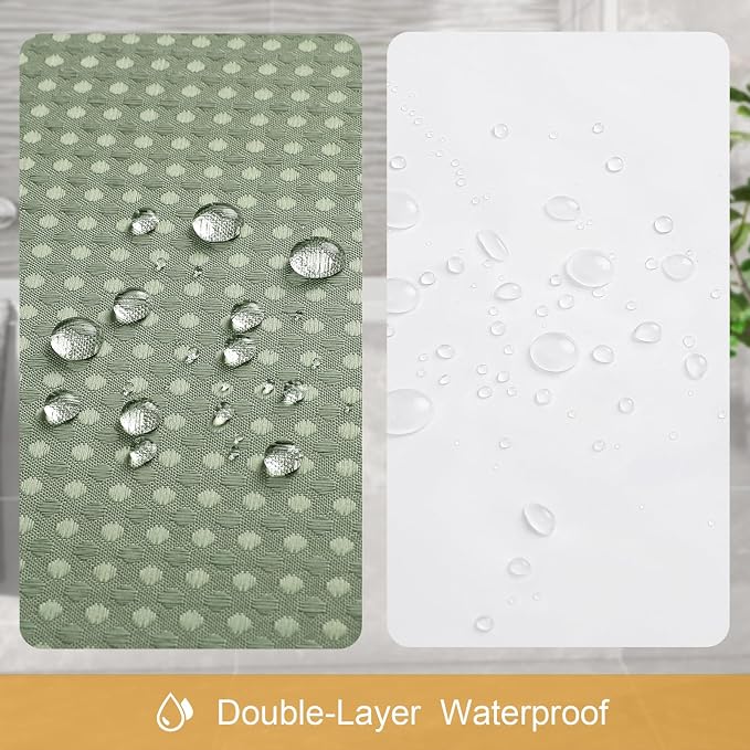 3 in 1 Stall Half Size Shower Curtain Set-36 W x 72 H, Sage Green Waffle - Image 6