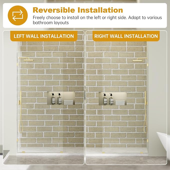 Frameless Fixed Shower Screen 34" W × 74" H, Shower Glass Panel, 5/16" SGCC - Image 4