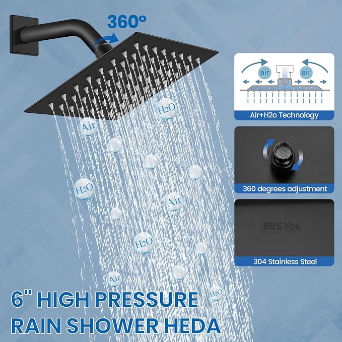 Airuida Shower Faucet Set Bathroom Rain Shower System SUS304 Stainless Steel - Image 7