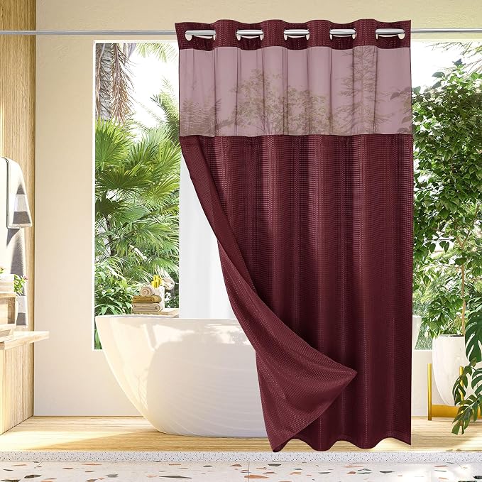 Gibelle No Hook Waffle Weave Shower Curtain by Gibelle
