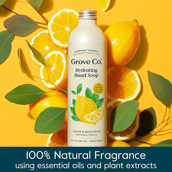 Grove Co. Hydrating Gel Hand Soap Refills + 1 x Reusable Glass Soap Dispenser - Image 3