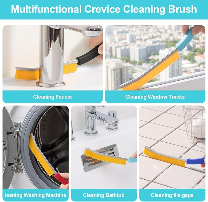 JOYMOOP 4 Pack Crevice Cleaning Brush, Hard Bristle Grout Brush, House Cleaning - Image 9