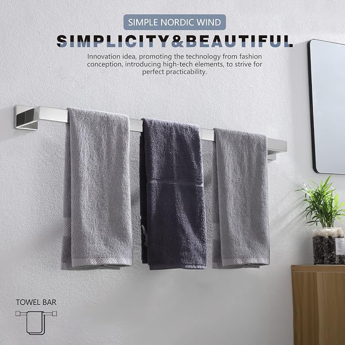 KOKOSIRI 32-Inch Single Towel Bar, Bathroom Kitchen Towel Holder, Wall Mounted - Image 3